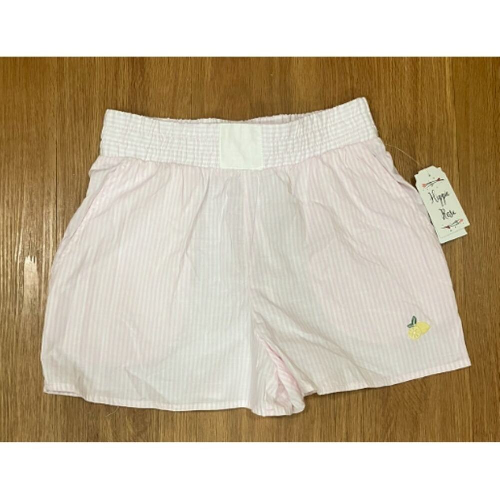 Hippie Rose Juniors' Pink Stripe Lemon Boxer Shorts XS